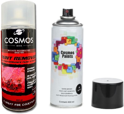 Cosmos Paints Paint Remover & Gloss Black Spray Paint 400 ml(Pack of 2)