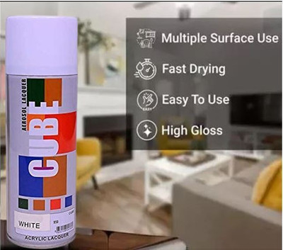 CUBE White Spray Paint 400 ml(Pack of 1)
