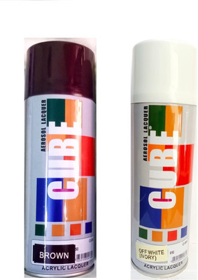 CUBE Combo OF Cube (Brown +Off White ) Spray Paint -400 ml, Pack of 2 Brown Spray Paint 400 ml(Pack of 2)