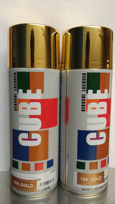 CUBE Cube Aerosol Spray Paint for Multipurpose Gold Spray Paint 400 ml(Pack of 2)