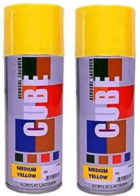 CUBE Cube Aerosol Multi Purpose Spray Paint EACH BOTTLE 450 ML Yellow Spray Paint 400 ml(Pack of 2)