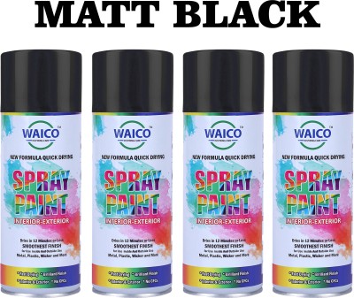WAICO Spray paint, 400 ML, Outdoor Matt Black Spray Paint 1600 ml(Pack of 4)