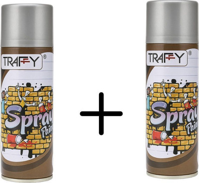 traffy Bright Zinc Paint 800ml - Glossy Finish Use for Bike, Car, Wood & Metal Silver Spray Paint 800 ml(Pack of 2)