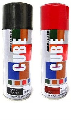 CUBE Cube Aerosol Spray Paint for Multipurpose Black Spray Paint 400 ml(Pack of 2)