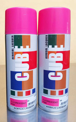 CUBE CUBE COMBO FLUORESCENT PINK SPRAY PAINTS Pink Spray Paint 800 ml(Pack of 2)