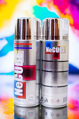 NEWCUBE DIY, QUICK DRYING, PREMIUM GLOSS FINISH Silver Spray Paint 450 ml(Pack of 1)