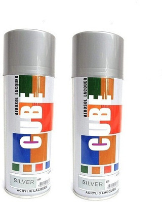 CUBE Cube Aerosol Spray Paint for Multipurpose Silver Spray Paint 400 ml(Pack of 2)