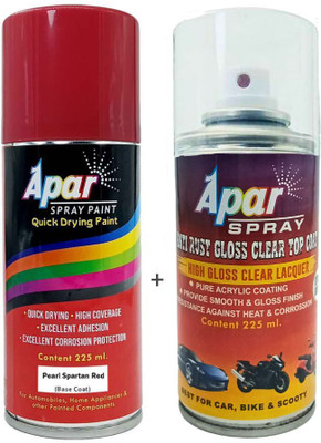 apar Spray Paint Pearl Spartan Red (RC Colour Name)+GC for activa-225ml(Pack of 2) Red Spray Paint 450 ml(Pack of 2)