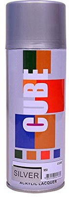 CUBE Cube Aerosol Spray Paint for Multipurpose Silver Spray Paint 400 ml(Pack of 1)