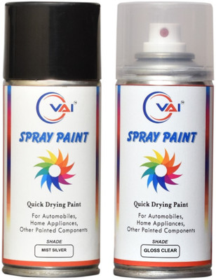 VAI Touch Up Spray Paint Compatible for MAHINDRA MIST SILVER and Silver Spray Paint 450 ml(Pack of 2)