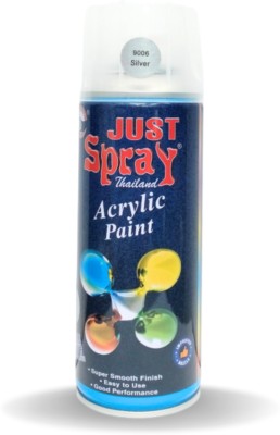 Just Spray Silver Acrylic Spray Paint Gloss Finish Multipurpose Spray Paint Colour DIY, Quick Drying Good finish for Metal, Wood, and Walls Spray Paint 400 ml(Pack of 1)