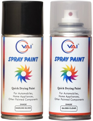 VAI Touch Up Spray Paint Compatible for MAHINDRA DAZZLING SILVER and GLOSS CLEAR For Mahindra KUV100, XUV700 Spray Paint 450 ml(Pack of 2)