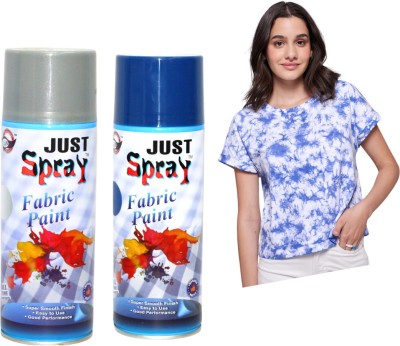 Just Spray Just Spray Silver And Neon Blue Fabric Spray Paint is Specially Formulated For Silver Spray Paint 400 ml(Pack of 2)