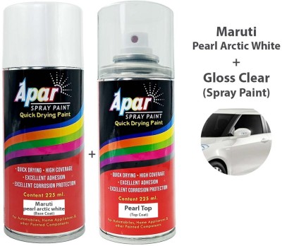 apar Spray Paint Arctic White(RC Colour Name)+PC for Maruti Cars-225ml(Pack of2) Arctic White Spray Paint 450 ml(Pack of 2)