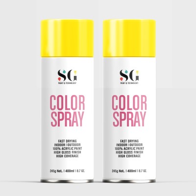 SGPaints DIY, Quick Drying with Gloss finish for Metal, Wood and Walls - Lemon Yellow Spray Paint 800 ml(Pack of 1)