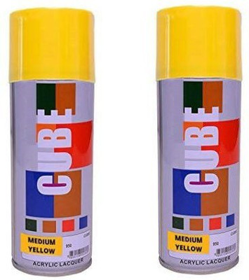CUBE Combo OF Cube (Medium Yellow ) Spray Paint -400 ml, Pack of 2 Yellow Spray Paint 400 ml(Pack of 2)
