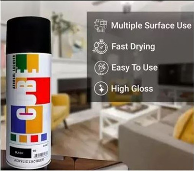 CUBE Black Spray Paint 400 ml(Pack of 1)