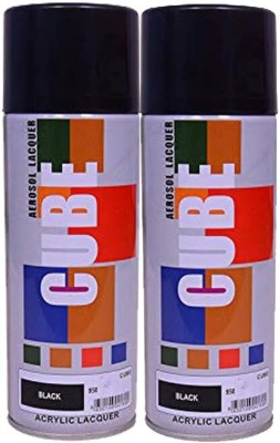 Stadds Cube Aerosol Multi Purpose Spray Paint EACH BOTTLE 450 ML Black Spray Paint 650 ml(Pack of 2)