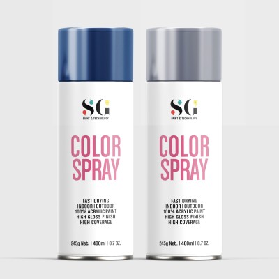 SGPaints Oxford Blue, DA Grey Spray Paint 400 ml(Pack of 2)