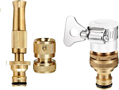 Druidstone 2 in 1 Set Universal Tap Connector Brass Nozzle Water Spray Gun Jet Car,Bike,WindowCleaning Etc