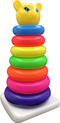 KJEE 7 ring toys teddy rings New Born Rock-a-stack Toddler Stack-7Ring Sets(Multicolor)