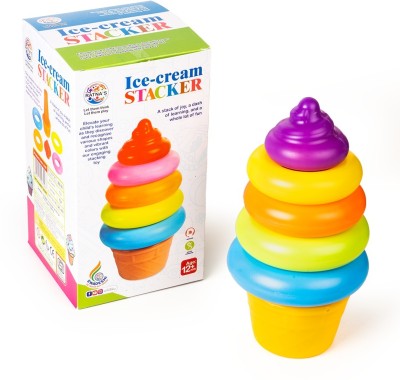 Sani International Toddler Stacking 6pcs Ring Educational Toy Set For Kids and Babies -Ice Cream(Multicolor)