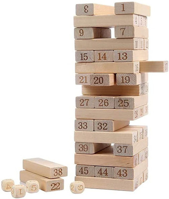 Pulsbery Blocks Puzzle 54 Pcs Challenging Wooden Stacking Game Maths,54 Pcs For Kids(Multicolor)