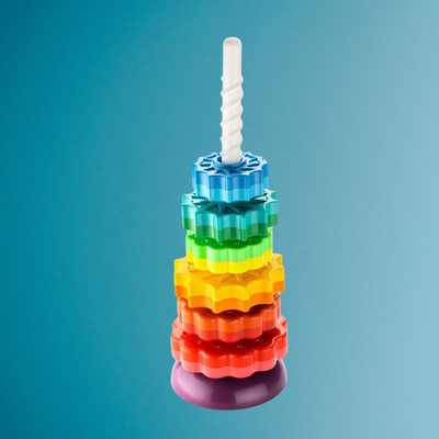 calyxia Stacking Rings Toy Plastic Rainbow Stacker Toddler Spinning Toy Learning Toys(Multicolor)