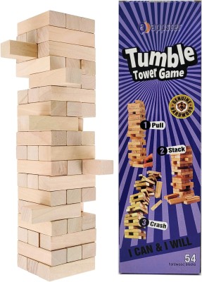 Appster 54pcs Wooden Tumble Tower Game Stacking Tumbling Tower Games, 1 or More Players(Multicolor)