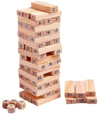 AEXONIZ TOYS Wooden Jenga Stacking Tower Game Puzzles Toys for Kids +5 Years(Multicolor)