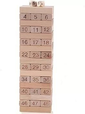 THE RED BABY Wooden Number Stacking Classic Traditional Game Toy 48 Pcs Blocks 4 Dices(Multicolor)