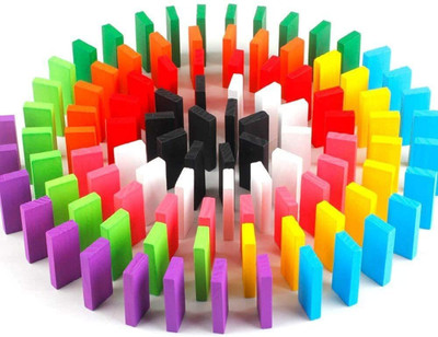 Pulsbery n Creative Blocks Educational Buliding Game Set 100 pcs Imported Domino for Kids Standard 12 Colors (100 Pieces) (Milticolor)(Multicolor)