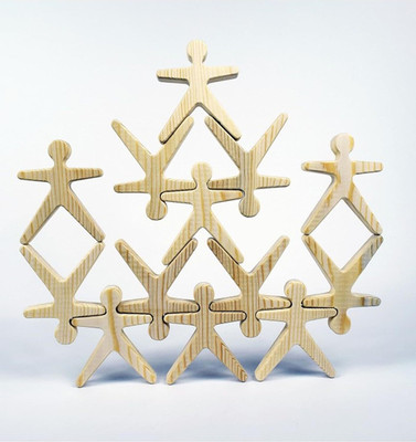 Muren Stacking Balancing Toy 16 Pieces Acrobats Wooden Game Human Shapes Blocks(Multicolor)