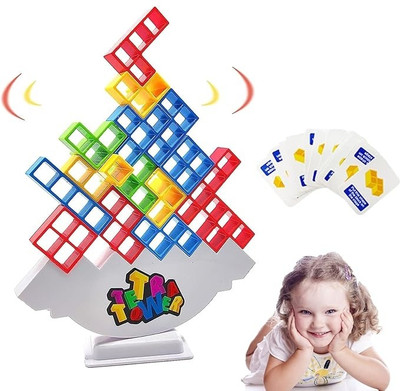 RabbitHill 16 Pcs Balance Stacking Blocks Game, Rocking Stack Balance Game(Multicolor)