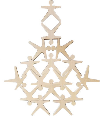 Muren Set of 16 Pieces Acrobats Balance Game Stacking Human Shapes Blocks(Brown)