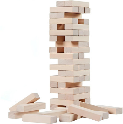 arovemic Premium Jenga Wooden Block Stacking Game - Family Fun & Skill-Building-S18(Brown)