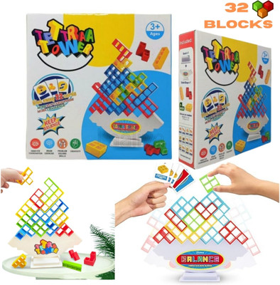 Laaliya Tetra Tower Stacking Game – Balance Blocks for Kids Adults(Multicolor)