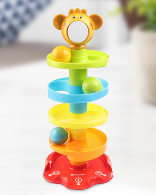 Play Nation Premium Roll Ball Giraffe Shaped Set | Rolling & Swirling Ramp Drop Toy for Kids(Multicolor)