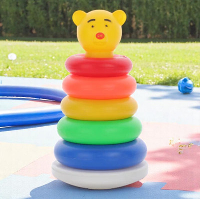 AKFLICKS 5 Ring Colorful Teddy Rings with Smiley Stacking Play Set Toy for Kids Rattle Rattle(Multicolor)