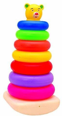 TOYZ 4 FUN Stacking Rings with Teddy Toy Set for Kids (7 Rings)(Multicolor)