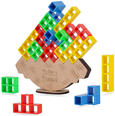 Kovea Tetra Tower Game 16Pcs Stack Tower,Swing Stack High Child Balance Building Block(Multicolor)