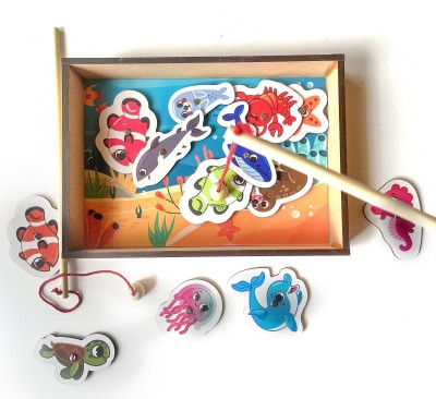 Minileaves Wooden Magnetic Fishing Toy Game(Multicolor)