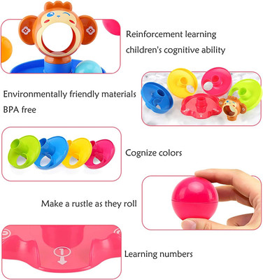 Ruffo Multi-Layer Spiral Roll Ball Drop Toy – Monkey Tower Game for Kids & Toddlers(Multicolor)