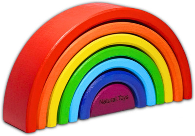 Natural.Toys 7 PC Wooden Rainbow Stacker Stacking Toy & Nesting Toy Wooden Blocks Stacker(Multicolor)