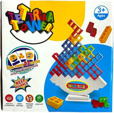 PlayKith Stacking & Balancing Blocks Tower game For Kids and Adults With 22 Game Cards(Multicolor)