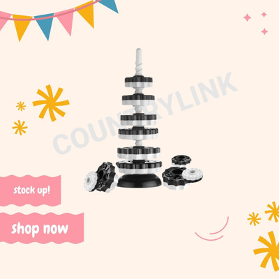 CountryLink Spinning Stacking Ring Unbreakable Tower KIds Learning,Activity&Unique Toy(Black, White)