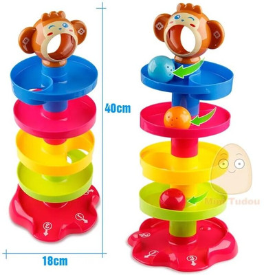 BHVMEY Children Preschool Fun Stack 5 Layers Tower Ball Rolling(Multicolor)