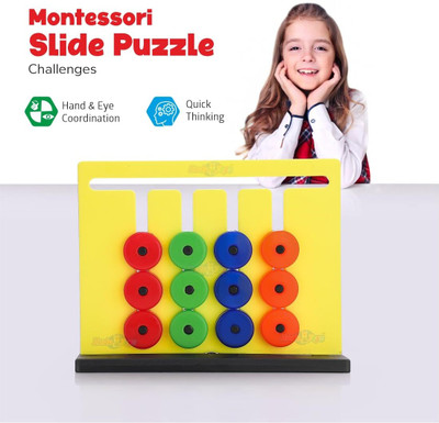 Tileez Montessori Slide Puzzle Learning Colour And Pattern Matching Brain Game For Kids(Multicolor)