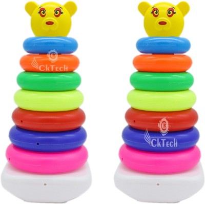 cktech Combo Pack of 2 Smiley Stacking Colouring Teddy Rings for Kids 7 pcs Multi Color, Stacking Toy- malticolor(Multicolor)