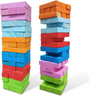 Clapjoy 54 Wooden Blocks Game – Colorful Tumbling Tower for Kids Ages 5+, Balancing Game(Multicolor)